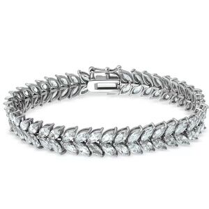 Macys Womens  Sterling Silver Cubic Zirconia Marquis Double Row Tennis Bracelet